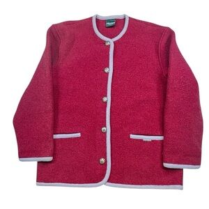 Geiger Jacket Women 38 Red/pink Wool Austria Button Up Blazer Cardigan Classic